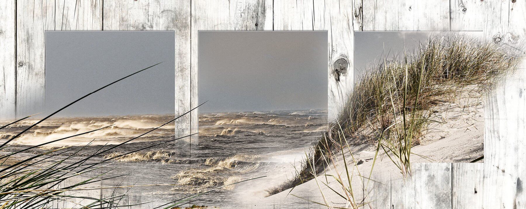 Nordseebrandung auf Holz